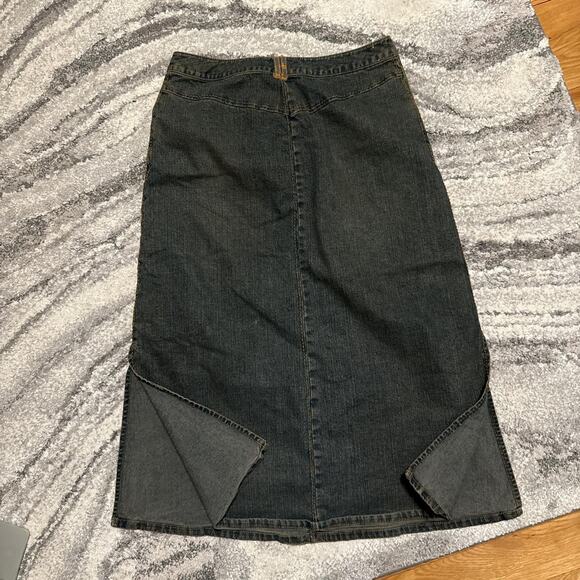 Dark denim midi maxi skirt side slit Y2K 90s fits like size medium by Lee - Picture 6 of 8